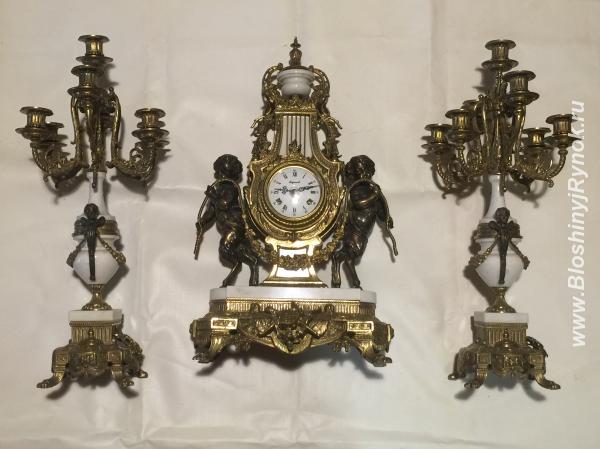 Каминные часы с двумя канделябрами. Россия, Санкт-Петербург, Петроградский