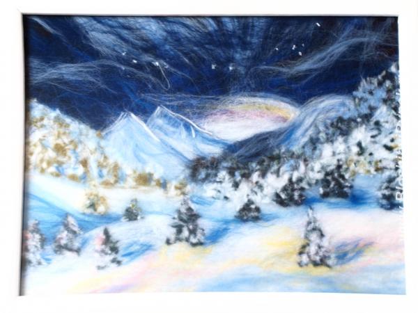 Картина шерстью Зима в горах. Россия, Москва, Восточный АО