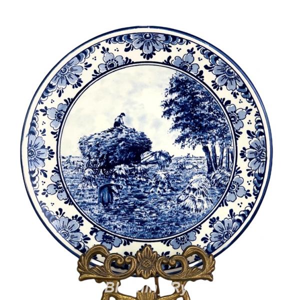 Декоративная тарелка Delft, Делфт, Сенокос, фарфоровая, голландия, син .... Россия, Москва, Центральный АО