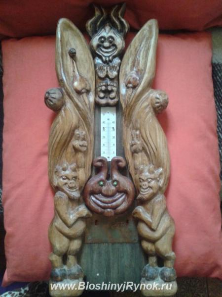Деревянное панно с градусником 54 см х 24 Эксклюзив. Россия, Москва