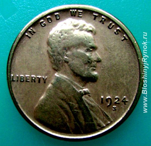 Редкая монета США. 1 цент 1924 года.. Россия, Москва, Центральный АО